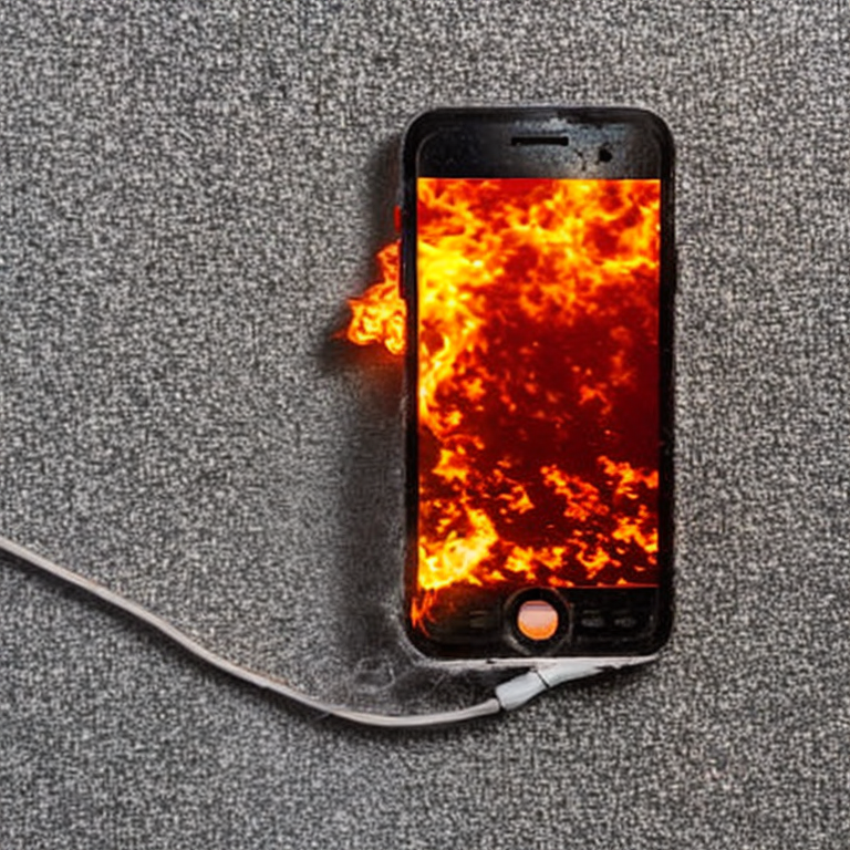 Picture of cellphone on fire